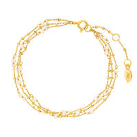 Armkette Flying Pearls, 3-reihig, 18 K Gelbgold vergoldet